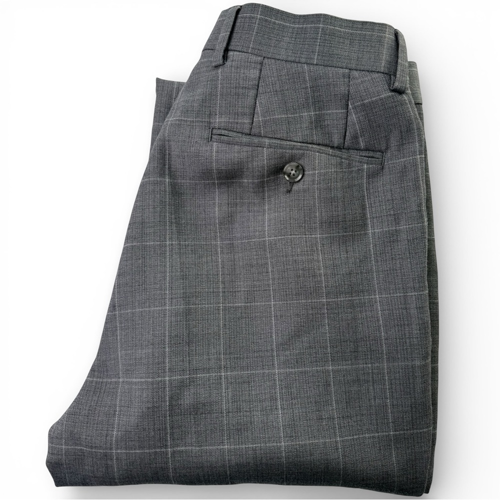 Calvin Klein Slim Fit Dress Pants Men’s 30x30 Gray Plaid Wool Blend